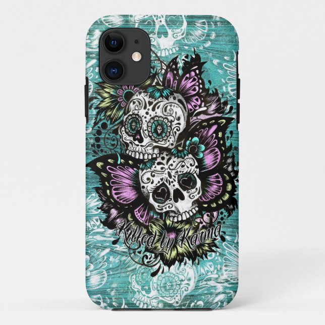 Capa Para iPhone Da Case-Mate Ilustração dos crânios do açúcar da borboleta no (Verso)