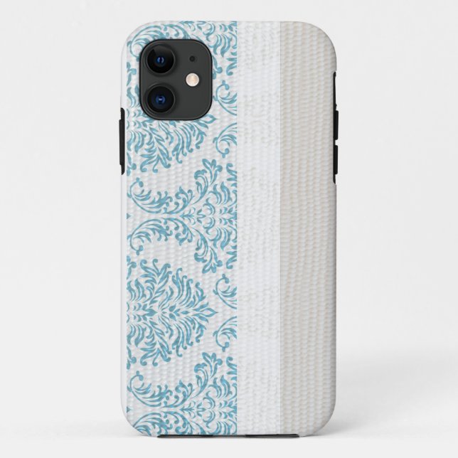 Capa Para iPhone Da Case-Mate Imagem Azul Damask Monograma IPHONE 5 Caso (Verso)