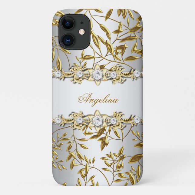Capa Para iPhone Da Case-Mate Imagem de Joia de Ouro Branco Diamante Prata (Verso)