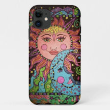 Impressão celestial de Sun e de lua