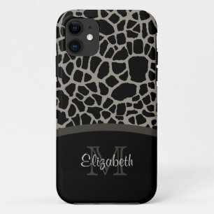 Capa Para iPhone Da Case-Mate Impressão de Luxury Giraffe Monograma e Nome Eleg