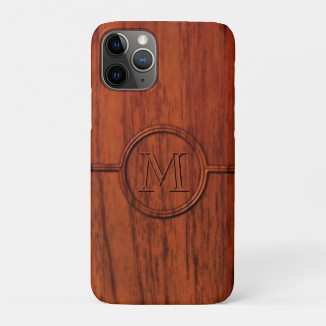 Capa Para iPhone Da Case-Mate Impressão de madeira de mogno do monograma (Verso)