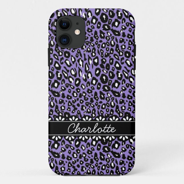 Capa Para iPhone Da Case-Mate Impressão e renda do leopardo roxo faseável (Verso)