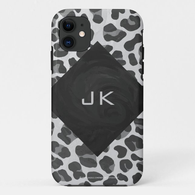 Capa Para iPhone Da Case-Mate Impressão Leopardo Branco e Preto do Monograma (Verso)