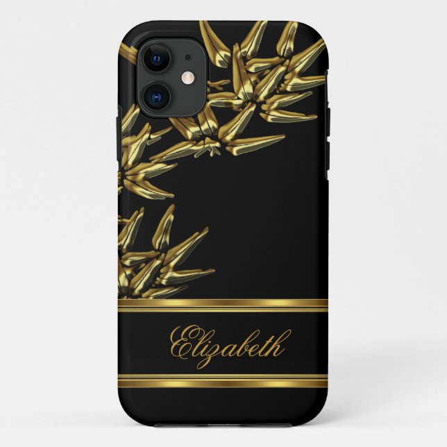 Capa Para iPhone Da Case-Mate iPhone 5 Elegant Classy Asian Bamboo Black Dourado (Verso)