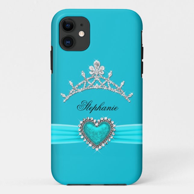 Capa Para iPhone Da Case-Mate iPhone 5 Princesa Prata Tiara Teal Bejeweled (Verso)