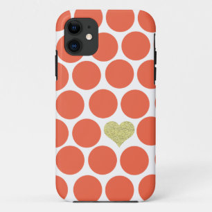 Capa Para iPhone Da Case-Mate iPhone alaranjado Vermillion do coração do brilh