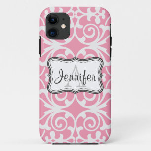 Capa Para iPhone Da Case-Mate iPhone cor-de-rosa & branco 5 do monograma do