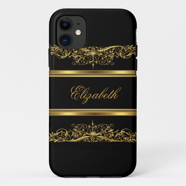 Capa Para iPhone Da Case-Mate iPhone Elegante Chique Dourado Floral (Verso)