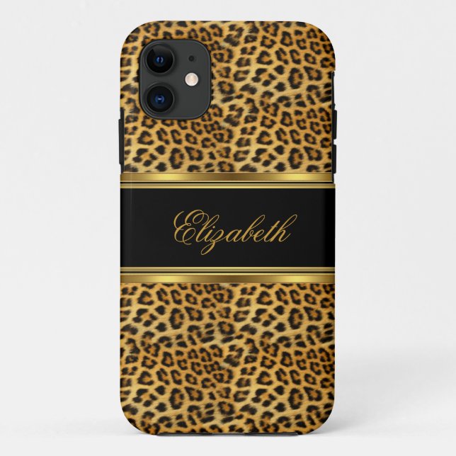 Capa Para iPhone Da Case-Mate iPhone Elegante Chique Dourado Leopardo (Verso)