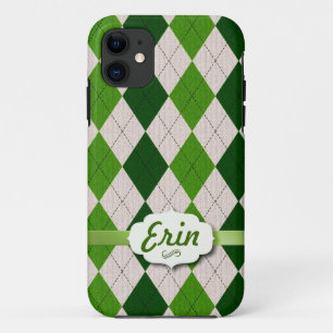 Capa Para iPhone Da Case-Mate Irlandês Argyle com nome de etiqueta