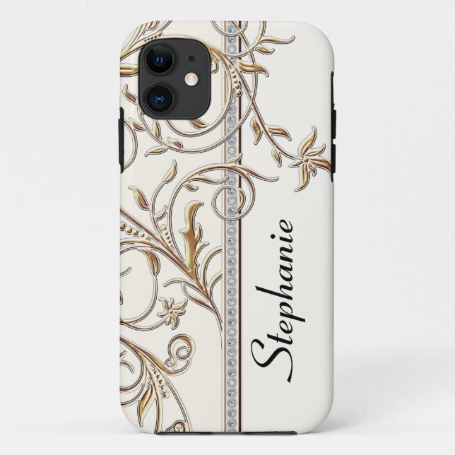 Capa Para iPhone Da Case-Mate Jóia dourada Dourado Antiqued do falso do (Verso)