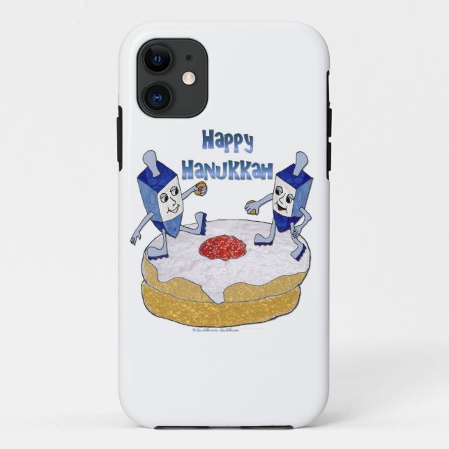 Capa Para iPhone Da Case-Mate Judaica Feliz Hanukkah Dreidels Dançantes Donut (Verso)