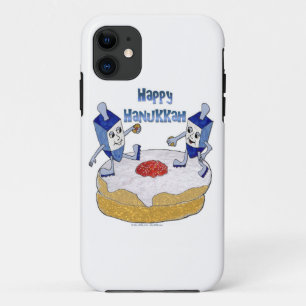 Capa Para iPhone Da Case-Mate Judaica Happy Hanukkah Dançando Dreidels Doughnut