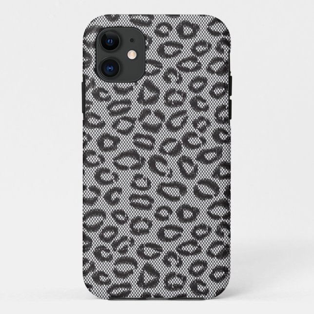 Capa Para iPhone Da Case-Mate Laço líquido preto com teste padrão do leopardo no (Verso)