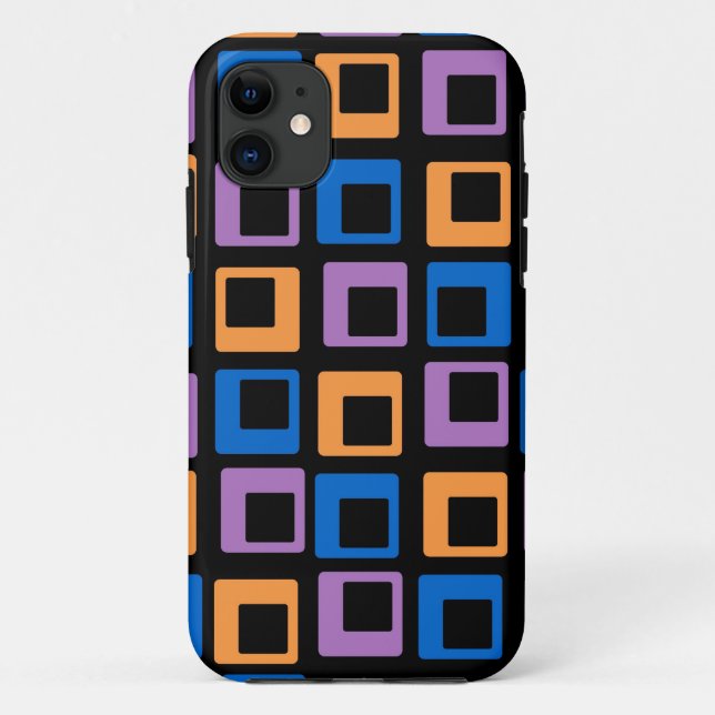 Capa Para iPhone Da Case-Mate Laranja Azul Roxo Geométrico | Quadrado moderno (Verso)