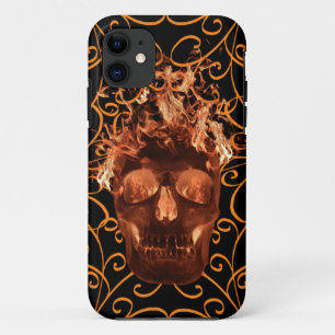 Capa Para iPhone Da Case-Mate Laranja Flame Skull iPhone 5G Case