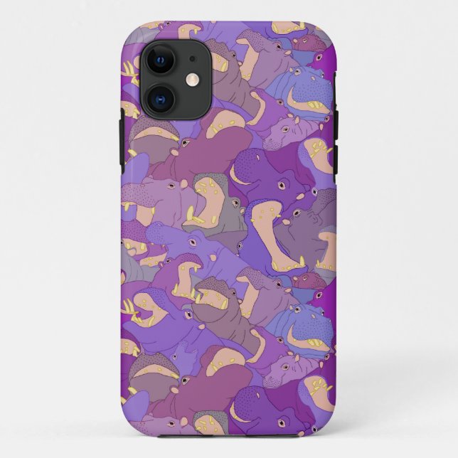 Capa Para iPhone Da Case-Mate Laughing Hippos - purple (Verso)