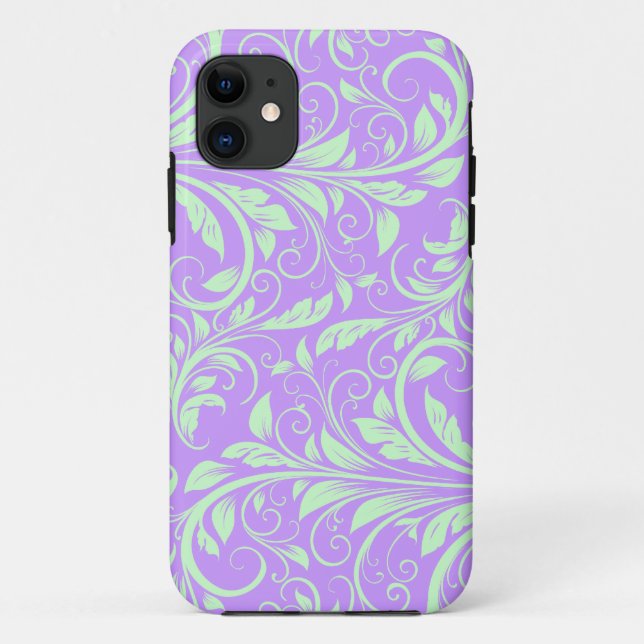 Capa Para iPhone Da Case-Mate Lavanda e damasco floral verde Pastel (Verso)