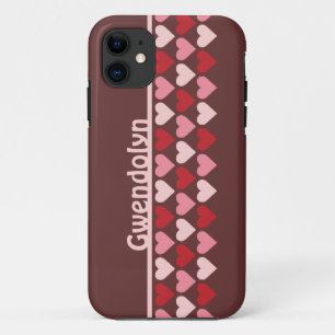 Capa Para iPhone Da Case-Mate Linhas de padrão de corações nome personalizado ro