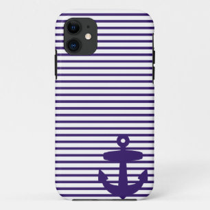 Capa Para iPhone Da Case-Mate Listras azuis da âncora e do marinheiro dos azuis