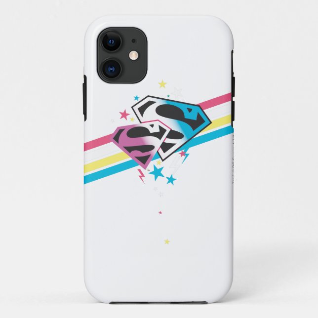 Capa Para iPhone Da Case-Mate Listras do arco-íris de Supergirl (Verso)