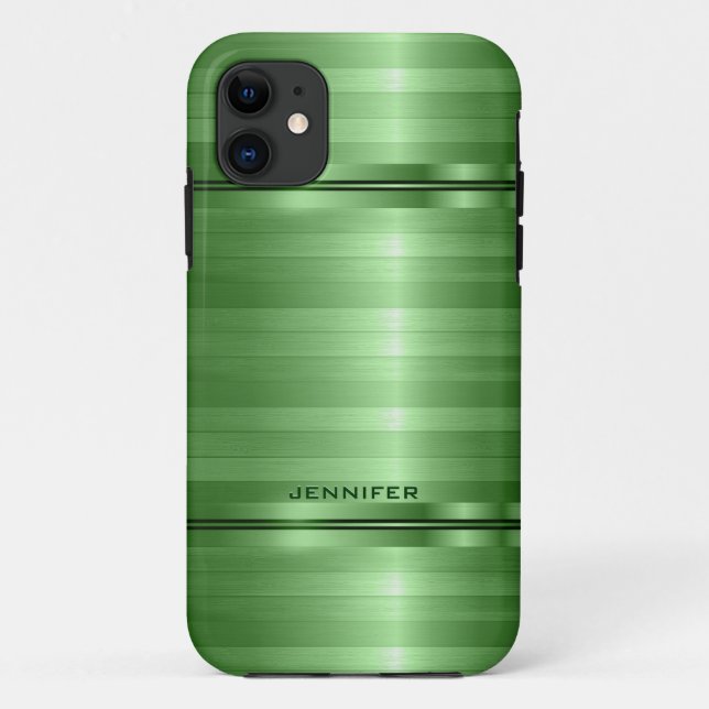 Capa Para iPhone Da Case-Mate Listras Verdes Metálicas Semelhantes Monogramas (Verso)