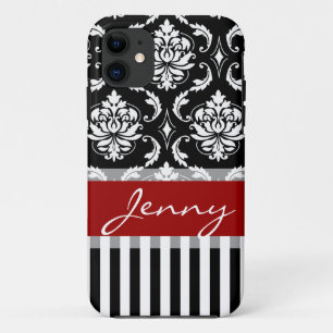 Capa Para iPhone Da Case-Mate Listras vermelhas, brancas, pretas do damasco
