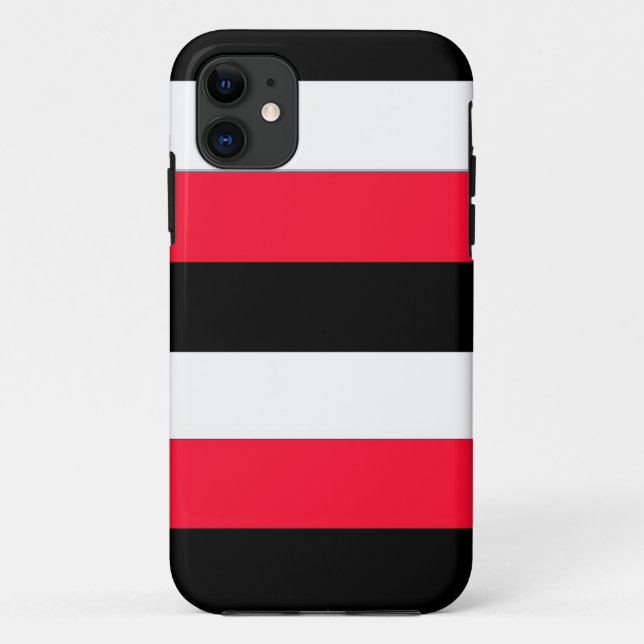 Capa Para iPhone Da Case-Mate Listras vermelhas, pretas e brancas (Verso)