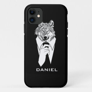 Capa Para iPhone Da Case-Mate Lobo Hipster Engraçado com Smoking Preto Personali