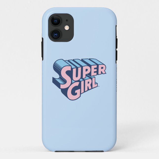 Capa Para iPhone Da Case-Mate Logotipo rosa e azul da Supergirl (Verso)