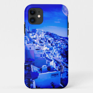 Capa Para iPhone Da Case-Mate Lua azul sobre Fira Santorini