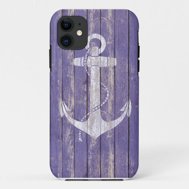 Capa Para iPhone Da Case-Mate Madeira afligida com âncora (Verso)