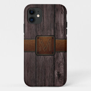 Capa Para iPhone Da Case-Mate Madeira da obscuridade do olhar do couro de Brown
