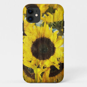 Capa Para iPhone Da Case-Mate Madeira do Carão Primitivo País Ocidental Girassol
