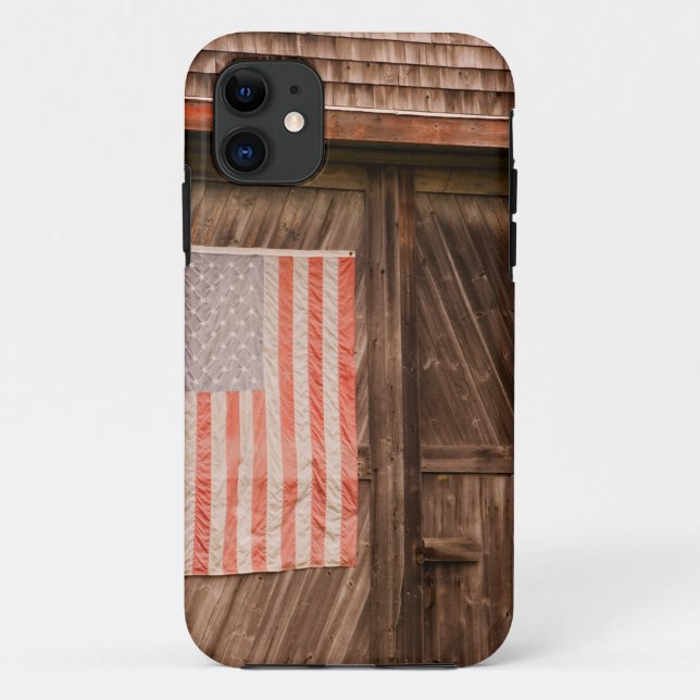 Capa Para iPhone Da Case-Mate Maine, bandeira americana desvanecida na porta do (Verso)