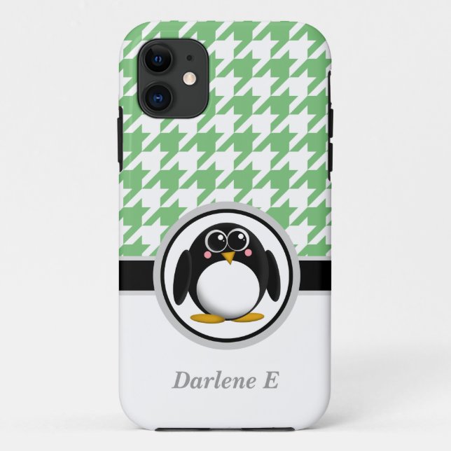 Capa Para iPhone Da Case-Mate Mala iPhone 5 do Penguin Green & White Houndstooth (Verso)