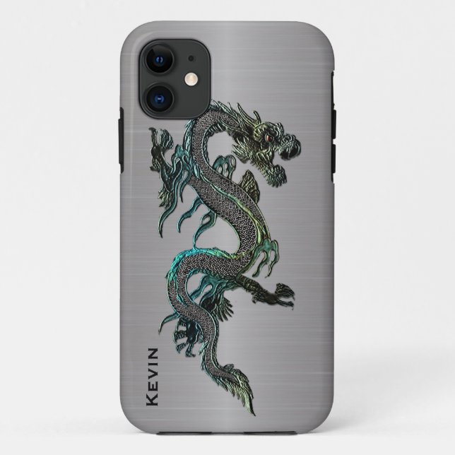 Capa Para iPhone Da Case-Mate Maleta do Metal Look Asian Dragon iPhone 5S (Verso)