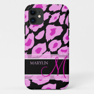 Capa Para iPhone Da Case-Mate Manchas-leopardo roxas e rosa com monograma