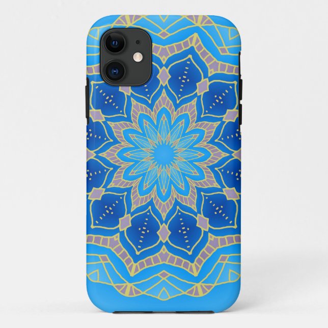 Capa Para iPhone Da Case-Mate Mandala em azul elétrico e turquesa (Verso)