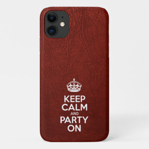 Capa Para iPhone Da Case-Mate Mantenha calma e festas ligadas, couro vermelho, t