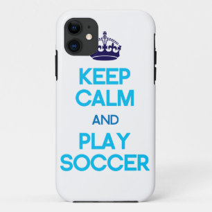 Capa Para iPhone Da Case-Mate Mantenha o futebol da calma e do jogo (azul)