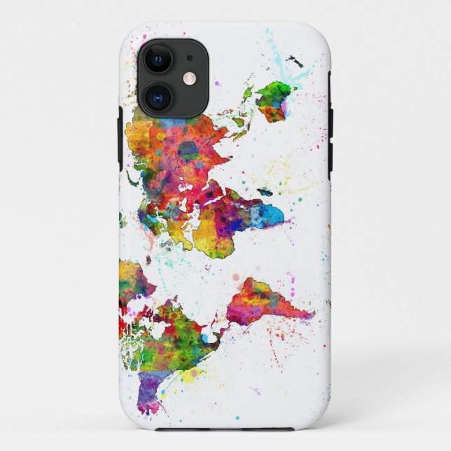 Capa Para iPhone Da Case-Mate Mapa da aguarela do mapa do mundo (Verso)