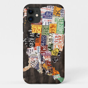 Capa Para iPhone Da Case-Mate Mapa da matrícula dos EUA - cores mornas/preto