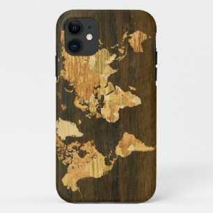 Capa Para iPhone Da Case-Mate Mapa do mundo de madeira