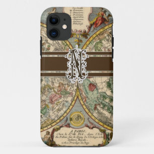 Capa Para iPhone Da Case-Mate Mapa náutico do vintage Monogrammed da letra N de