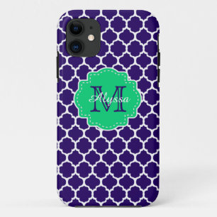 Capa Para iPhone Da Case-Mate Marinho Quatrefoil verde personalizado
