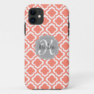 Capa Para iPhone Da Case-Mate Marroquino coral elegante Quatrefoil personalizado