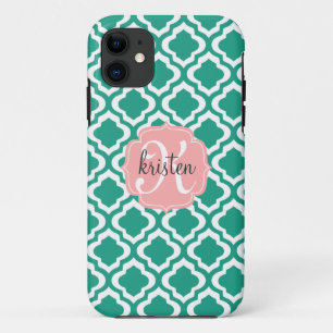 Capa Para iPhone Da Case-Mate Marroquino elegante Quatrefoil da cerceta