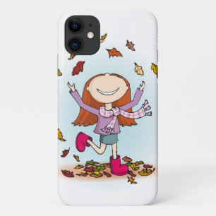 Capa Para iPhone Da Case-Mate Menina do outono do outono brincando com o caso da
